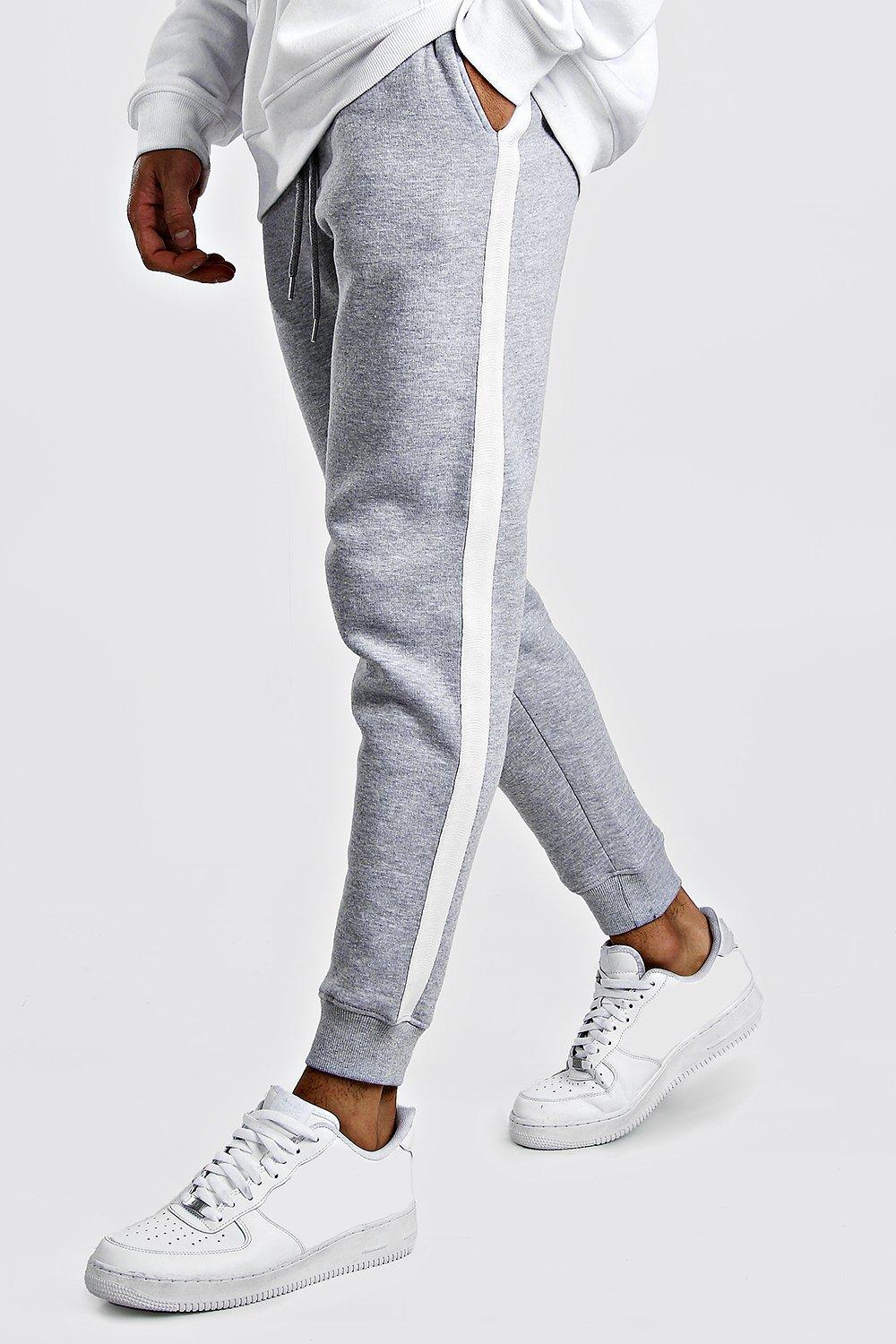 Skinny Fit Jogger With White Side Tape boohooMAN USA